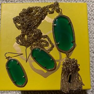 Kendra Scott green earrings and necklace set